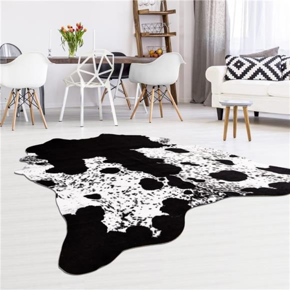 Faux Cowhide Rug 3.6 x2.3 Feet,Cute Cow Hide Rug for Living Room Bedroom Western - Picture 3 of 6